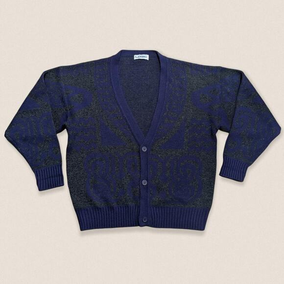 Vintage Grandpa Cardigan Sweater V neck Size XL Logic - Picture 1 of 4